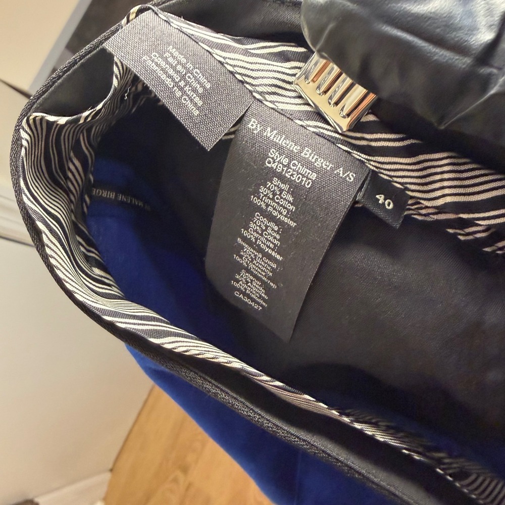 By Malene Birger Pants Womens 40 Blue Chima Silk Cotton Tapered High Rise New - Picture 7 of 9